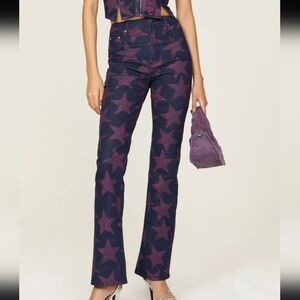 AFRM Huxley Sparkly Star High Waist Bootcut Flare‎ Jeans Size 25 Revolve